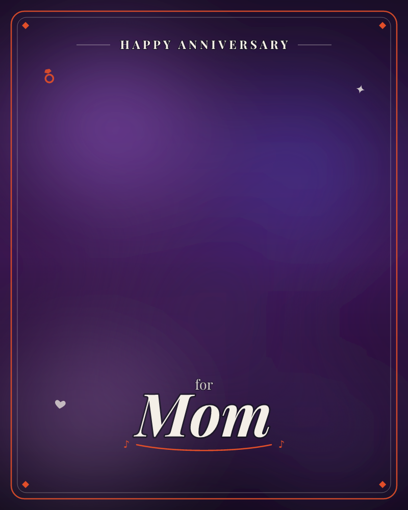A soft field of deep purple and indigo melts across the card with no clear objects, just glowing pools of light drifting through the dark, a anniversary e-card design by @DittyCityTeam