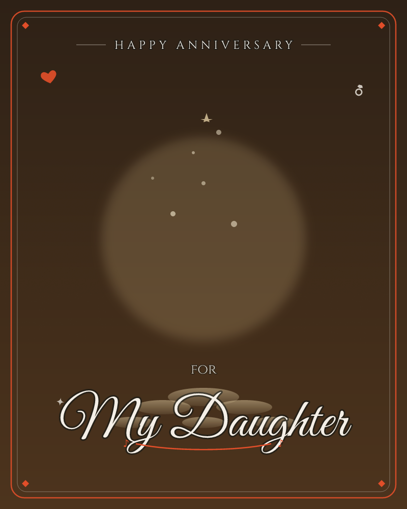 A large glowing moon hangs low against a deep brown-black night sky, its soft halo washing out a scatter of pale stars above, a anniversary e-card design by @DittyCityTeam