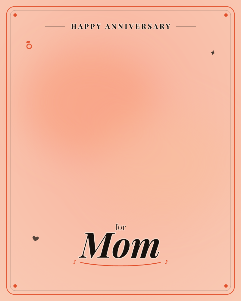 A soft field of peach and coral light glows at the centre of the card, fading gently into muted mauve shadows at the corners, a anniversary e-card design by @DittyCityTeam