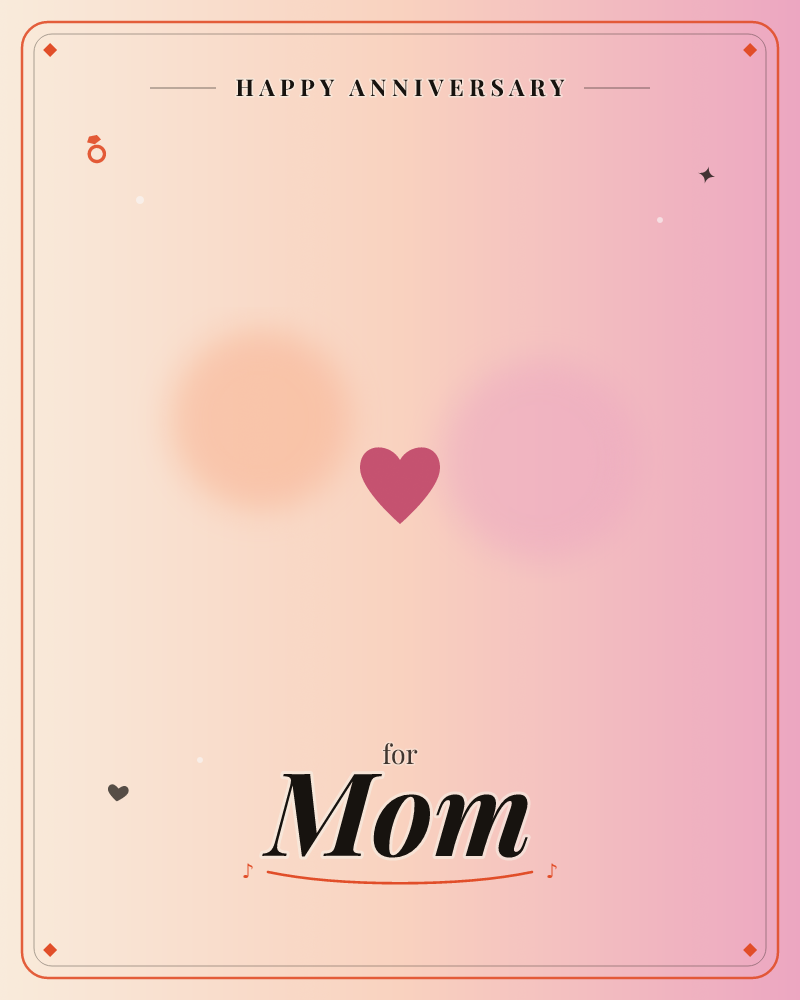 A soft gradient of blush, peach, and dusty pink washes across the card like light through gauze, with two hazy circles of color glowing gently on…, a anniversary e-card design by @DittyCityTeam