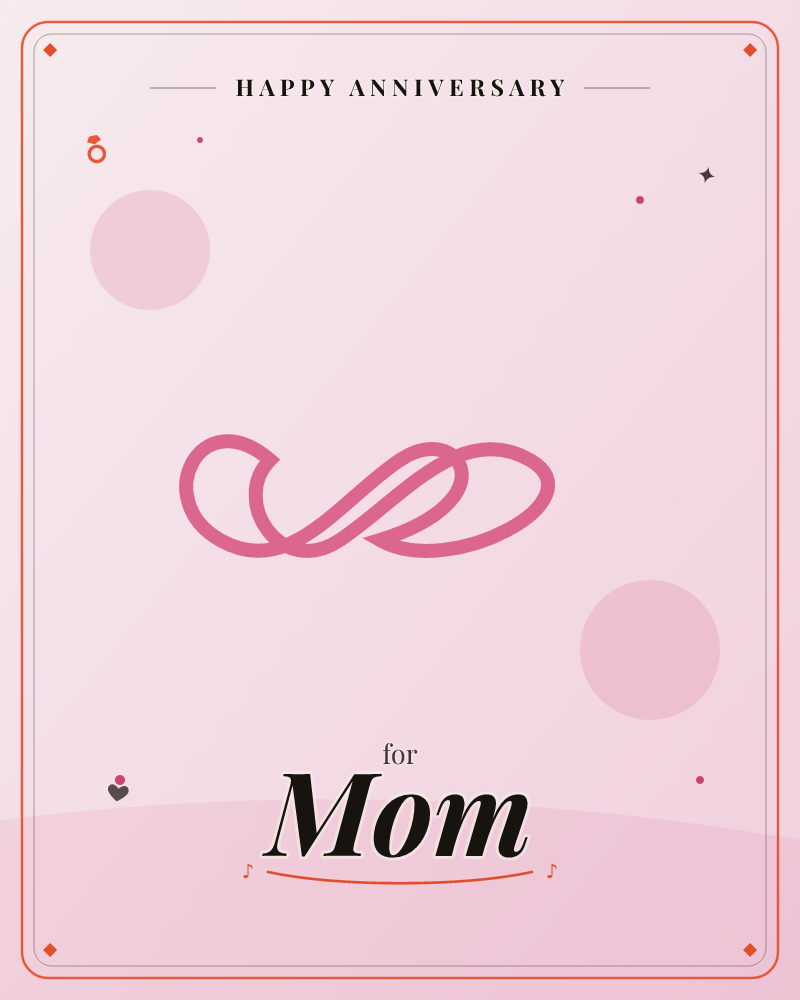 A soft pink background glows brighter at the center, with a looping ribbon-like knot drawn in a deeper rose pink as the focal point, a anniversary e-card design by @DittyCityTeam