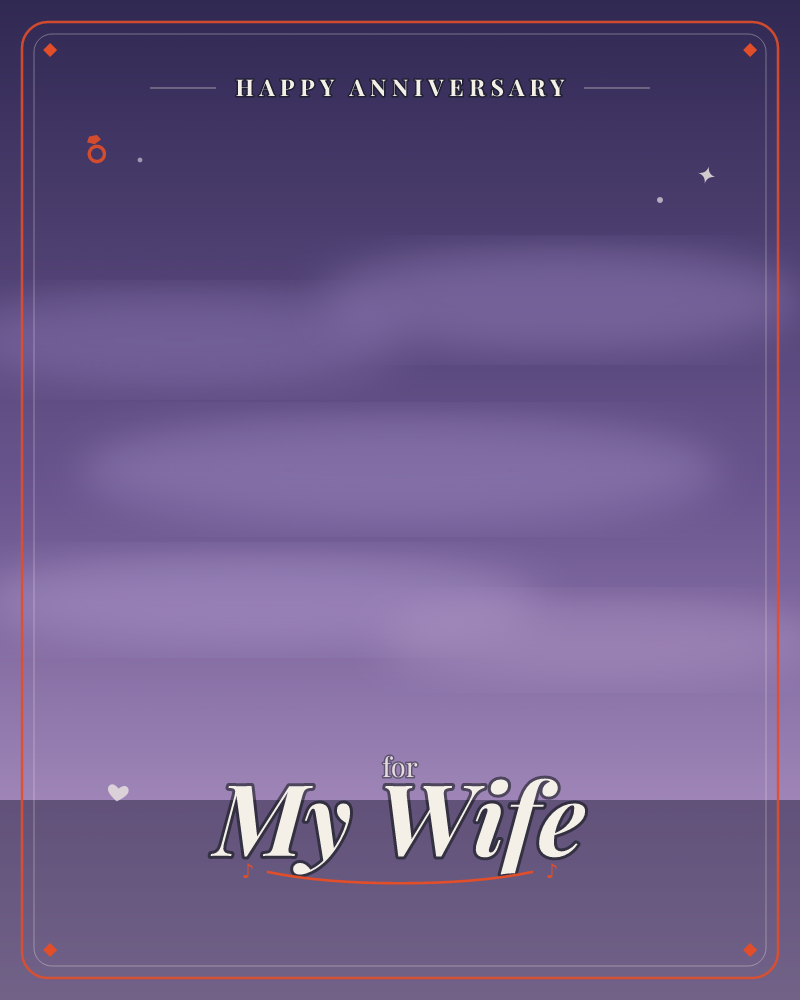 A hazy purple twilight sky settles over a dark, flat horizon, with soft bands of lavender cloud drifting in layers above, a anniversary e-card design by @DittyCityTeam