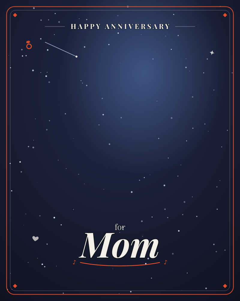 A deep midnight sky glows softly at its centre, as if moonlight is diffusing through unseen clouds, while scattered stars of varying brightness stretch…, a anniversary e-card design by @DittyCityTeam