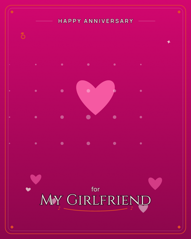 A single glowing pink heart floats at the center of a magenta gradient field, softened by a faint grid of dots like scattered light, a anniversary e-card design by @DittyCityTeam