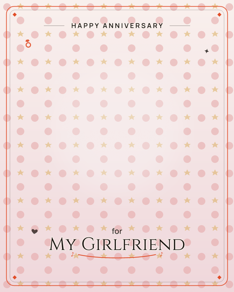 A soft, repeating pattern of blush-pink dots and small gold stars covers the card in tidy rows, glowing brightest at the centre where the pink lightens…, a anniversary e-card design by @DittyCityTeam