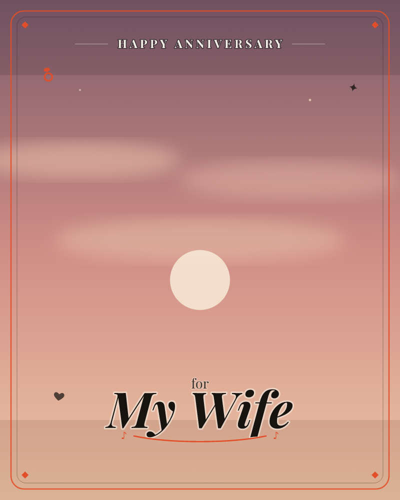 A soft dusk sky fades from deep plum at the top into blush pink and warm mauve near the horizon, with a pale full moon glowing gently above a hazy…, a anniversary e-card design by @DittyCityTeam