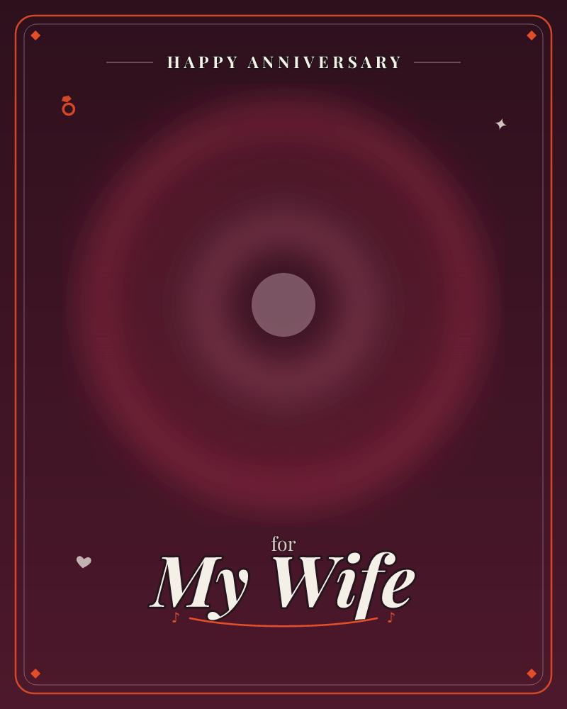 A single glowing red ring pulses out from a dark central dot, fading into deep maroon and black at the edges, a anniversary e-card design by @DittyCityTeam