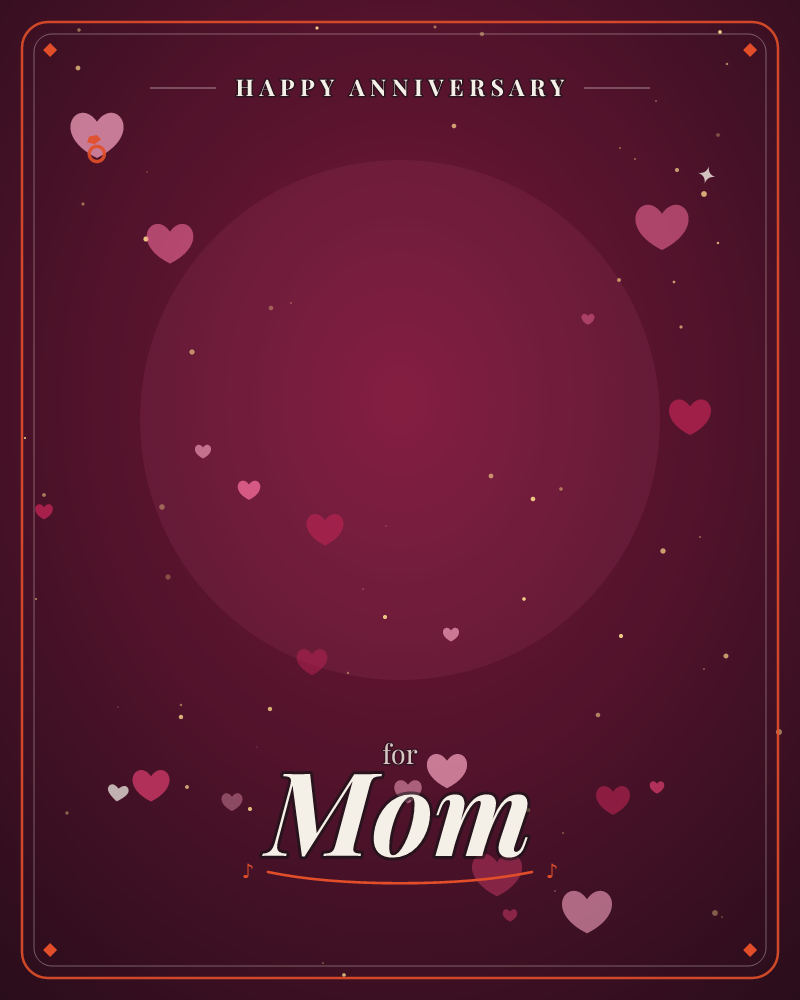A deep magenta night glows with a soft circular light at its centre, like a moon rising behind clouds, a anniversary e-card design by @DittyCityTeam