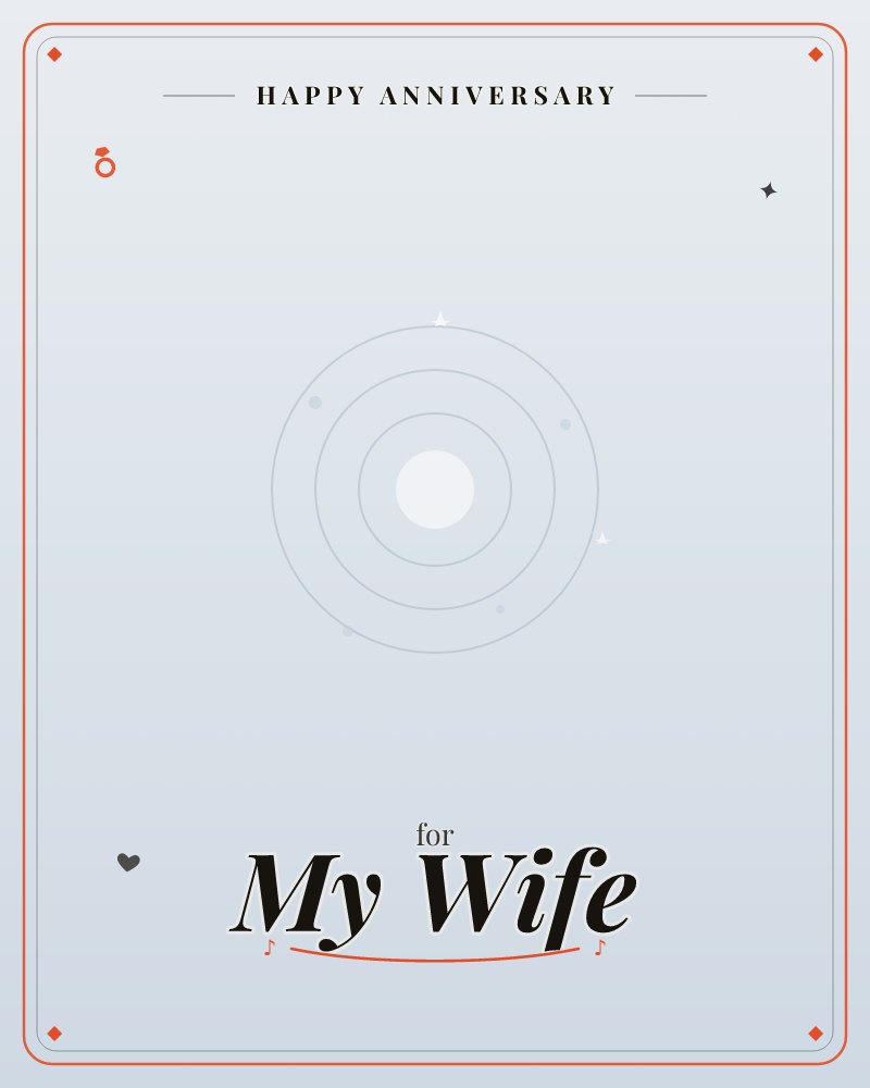 A minimalist card shows a soft glowing orb at the centre of three faint concentric rings, like a quiet radar or orbiting system on a pale grey-blue…, a anniversary e-card design by @DittyCityTeam