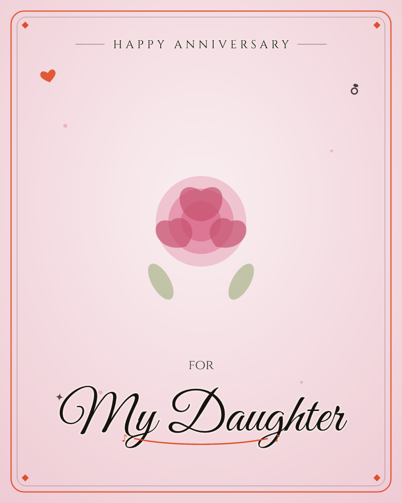 A single stylised rose sits alone against a soft blush pink background, its petals built from simple overlapping pink circles and heart shapes, with…, a anniversary e-card design by @DittyCityTeam