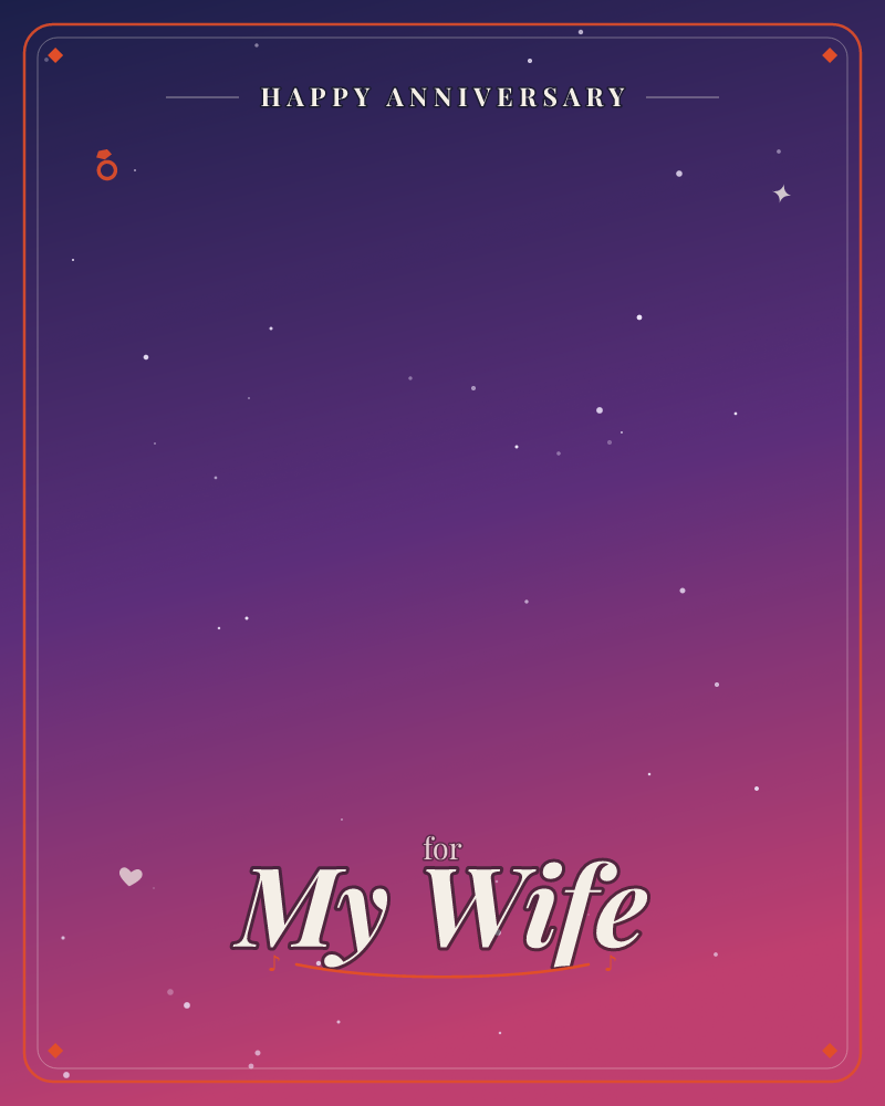 A twilight sky fades from deep indigo at the top through violet and magenta into a smoky rose glow near the horizon, scattered with soft white stars of…, a anniversary e-card design by @DittyCityTeam