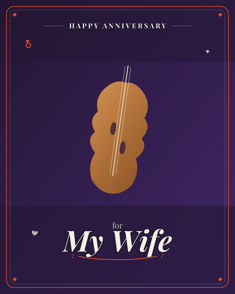 A single oversized button, rendered in warm burnt-orange, sits stitched with pale thread against a deep violet backdrop, a anniversary e-card design by @DittyCityTeam