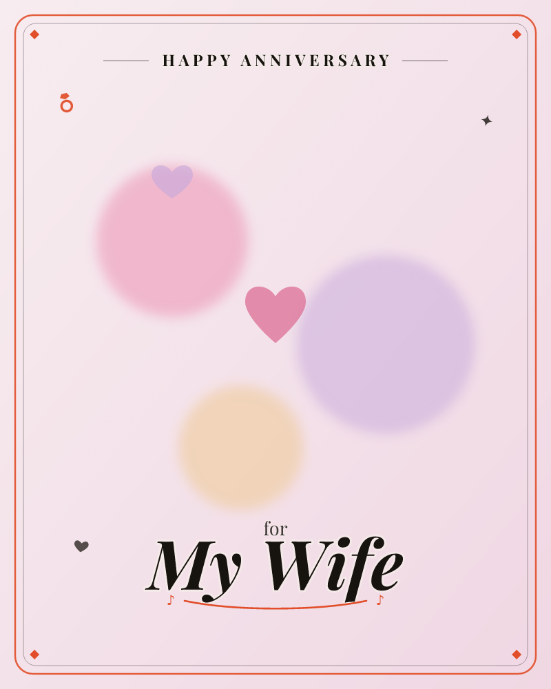 Soft blurred circles in pink, lavender, and peach float across a hazy blush background, with two small hearts, one lilac, one rose, tucked among them, a anniversary e-card design by @DittyCityTeam