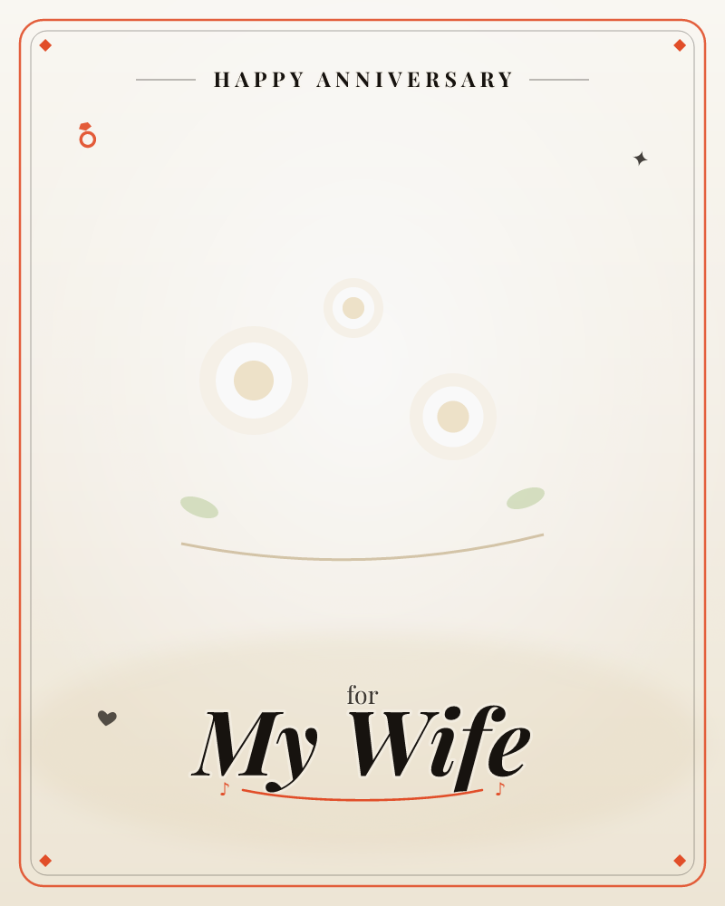A soft cream backdrop holds a minimal, almost abstract face made of pale rings and dots, with two small green leaf-shapes standing in for eyes and a…, a anniversary e-card design by @DittyCityTeam
