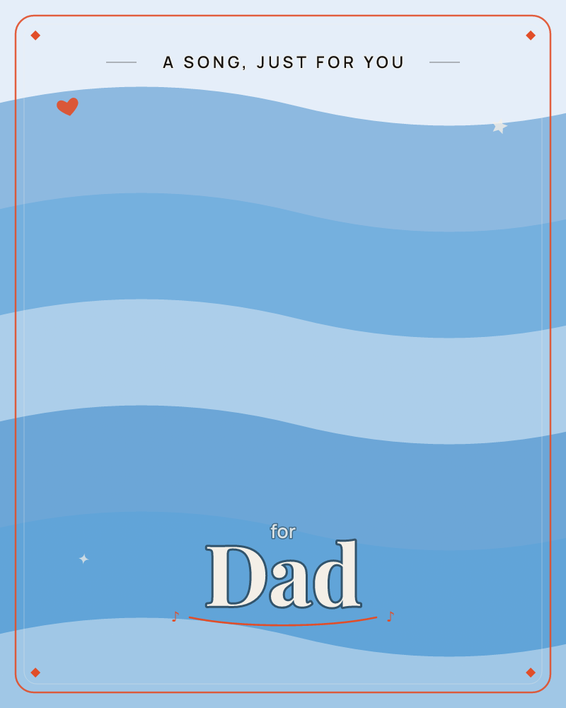 A soft grey sky fades into layered bands of blue that curve and swell like ocean waves stacked one behind another, a any occasion e-card design by @DittyCityTeam