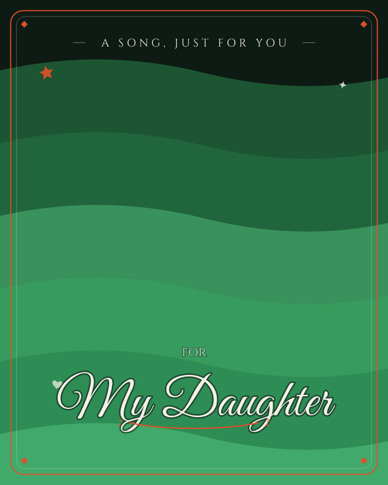 The card is built from soft, rolling bands of green that flow across the page like layered hills or gentle waves, a any occasion e-card design by @DittyCityTeam