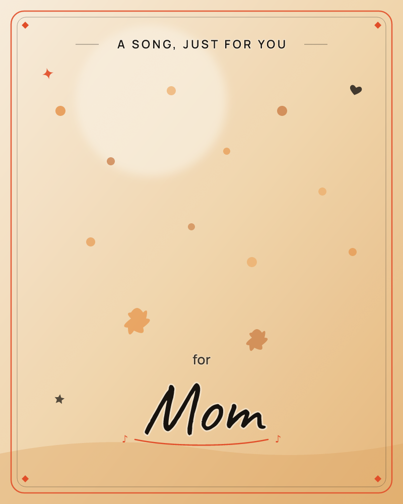 A hazy amber sun glows low over a rolling, sand-toned horizon, with scattered dots drifting through the warm air like floating pollen or distant sparks, a any occasion e-card design by @DittyCityTeam