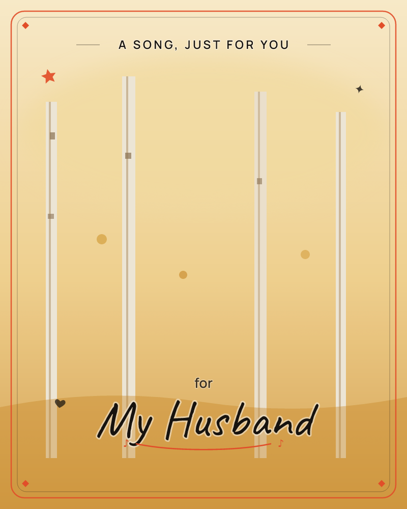 A minimalist illustration shows four tall pale posts rising against a warm gradient sky, their bases dissolving into a soft brown horizon line below, a any occasion e-card design by @DittyCityTeam