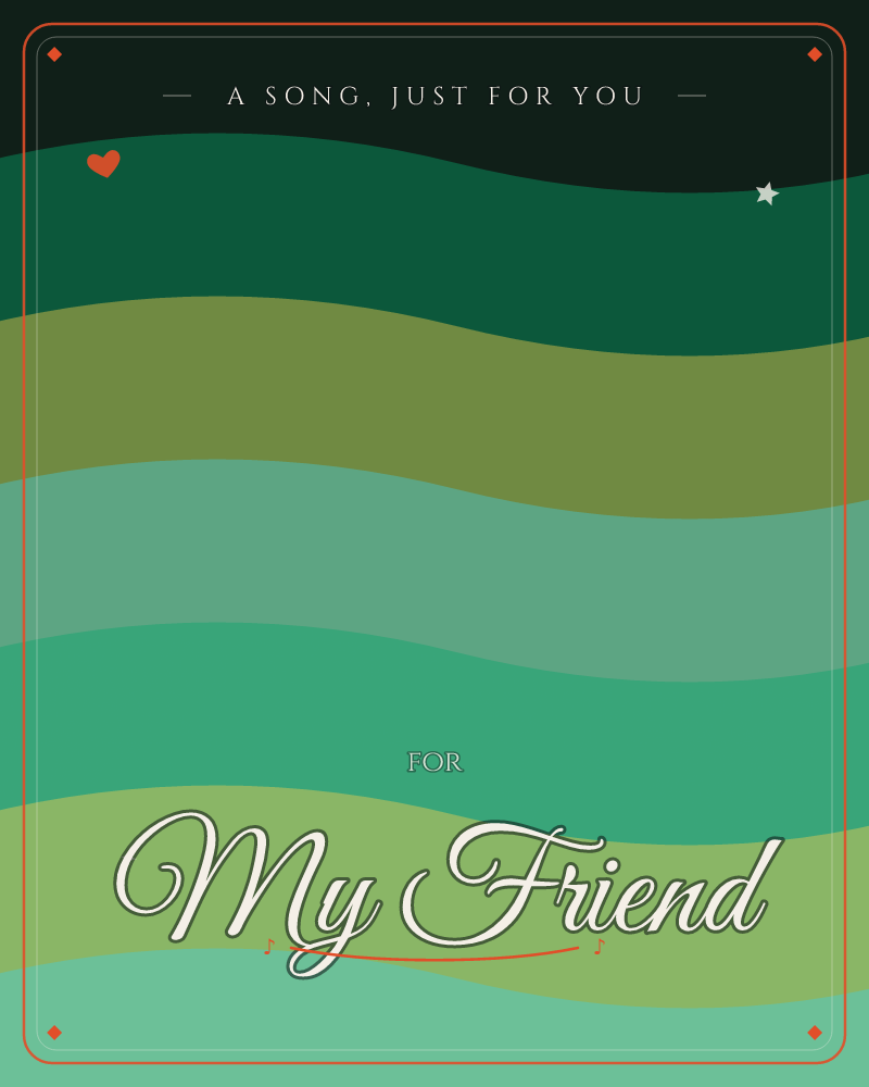 Wide bands of green ripple across the card like a landscape seen from above, each layer a slightly different shade drifting from near-black at the top…, a any occasion e-card design by @DittyCityTeam