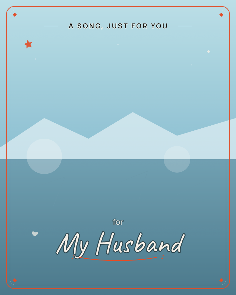 A minimalist landscape shows pale mountain peaks meeting a still lake, rendered in soft gradients of blue and grey, a any occasion e-card design by @DittyCityTeam