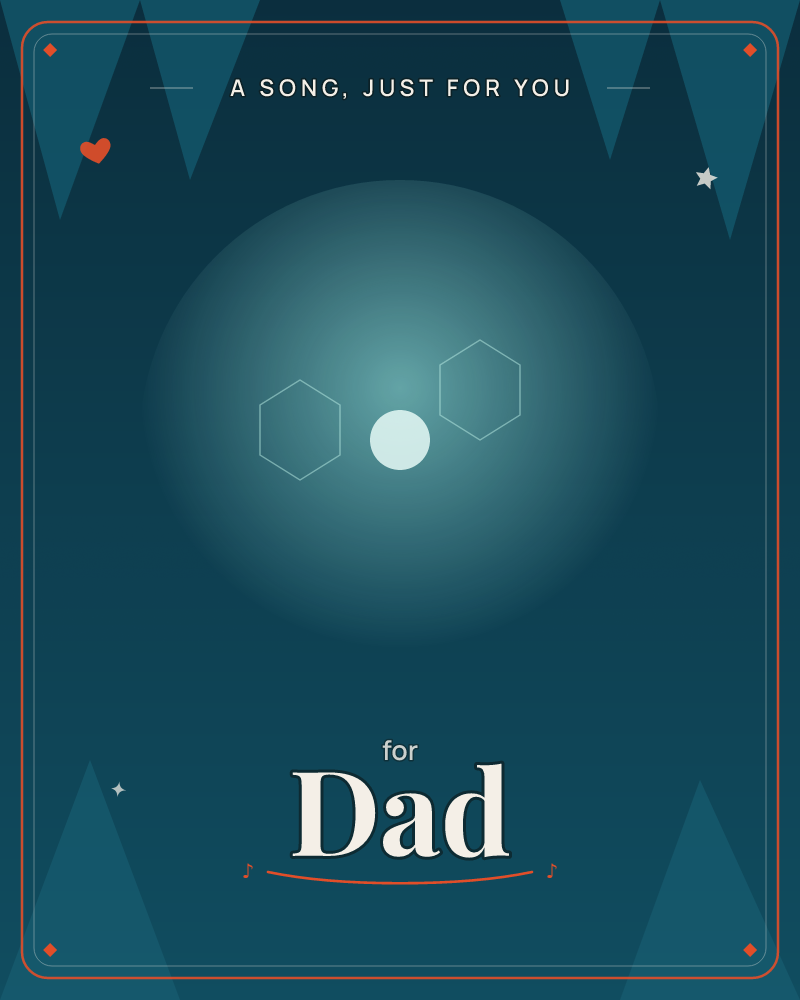 A glowing teal orb hovers low against a dark night sky, flanked by jagged silhouetted peaks above and below like an inkblot mountain range, a any occasion e-card design by @DittyCityTeam
