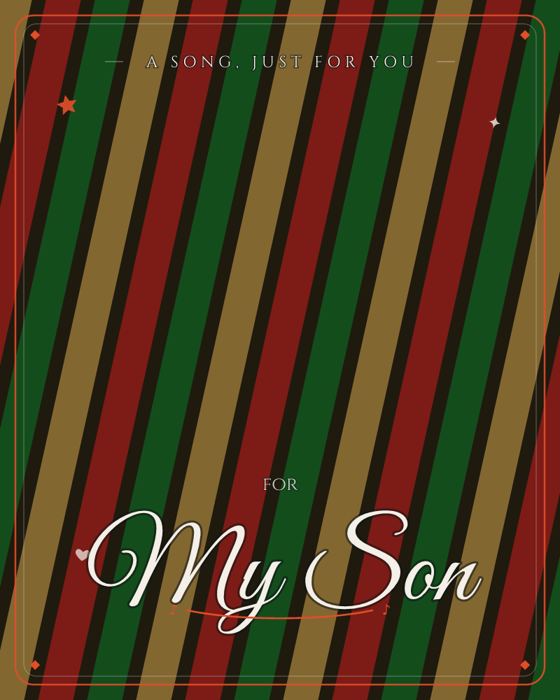 A bold diagonal stripe pattern in deep red, forest green, and antique gold, each band separated by thin dark shadow lines that give the surface a…, a any occasion e-card design by @DittyCityTeam