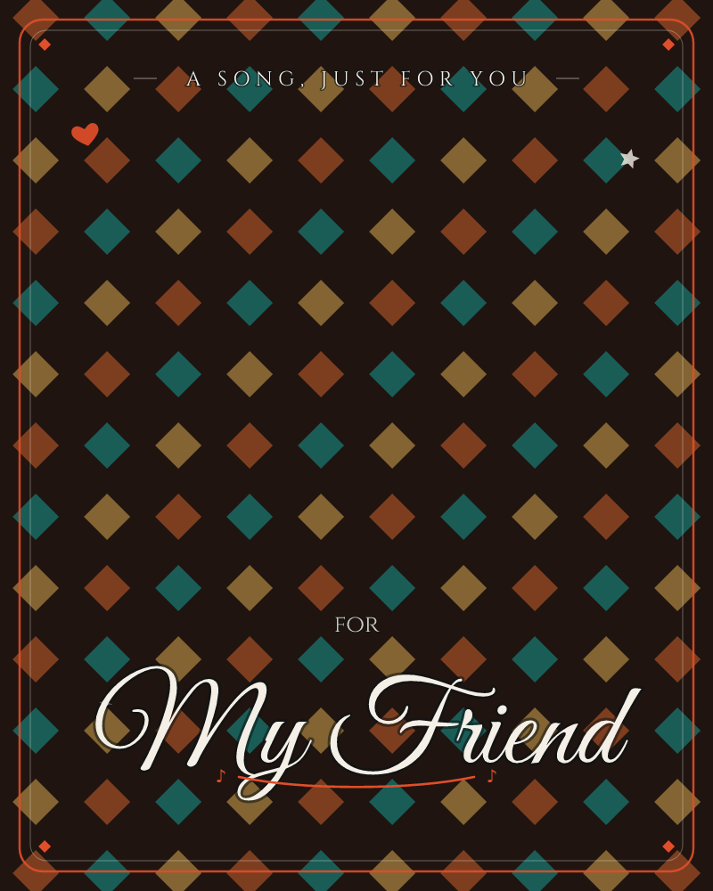 A deep, near-black background is covered in a tidy grid of small diamond shapes, rotating between rust orange, teal, and mustard gold, a any occasion e-card design by @DittyCityTeam