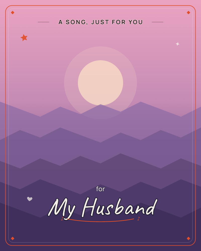 A pale sun glows behind a soft halo as it sinks between layered zigzag mountain ridges, each row fading from lilac to deep violet, a any occasion e-card design by @DittyCityTeam