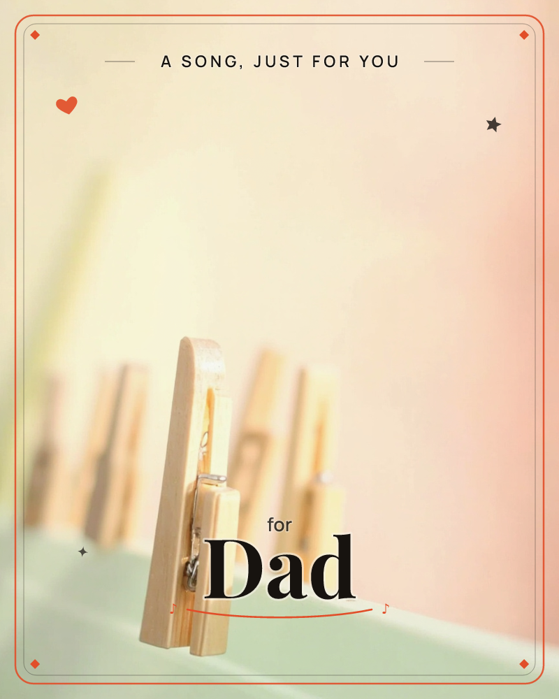 A row of wooden clothespins clipped along a pale green edge, photographed close-up with one pin sharp in focus and the rest blurring into a soft haze…, a any occasion e-card design