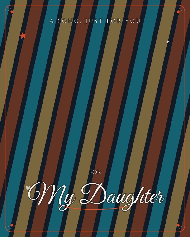 A bold pattern of diagonal stripes fills the whole card in rust red, teal, mustard gold, and near-black, each band catching a soft gradient of light as…, a any occasion e-card design by @DittyCityTeam