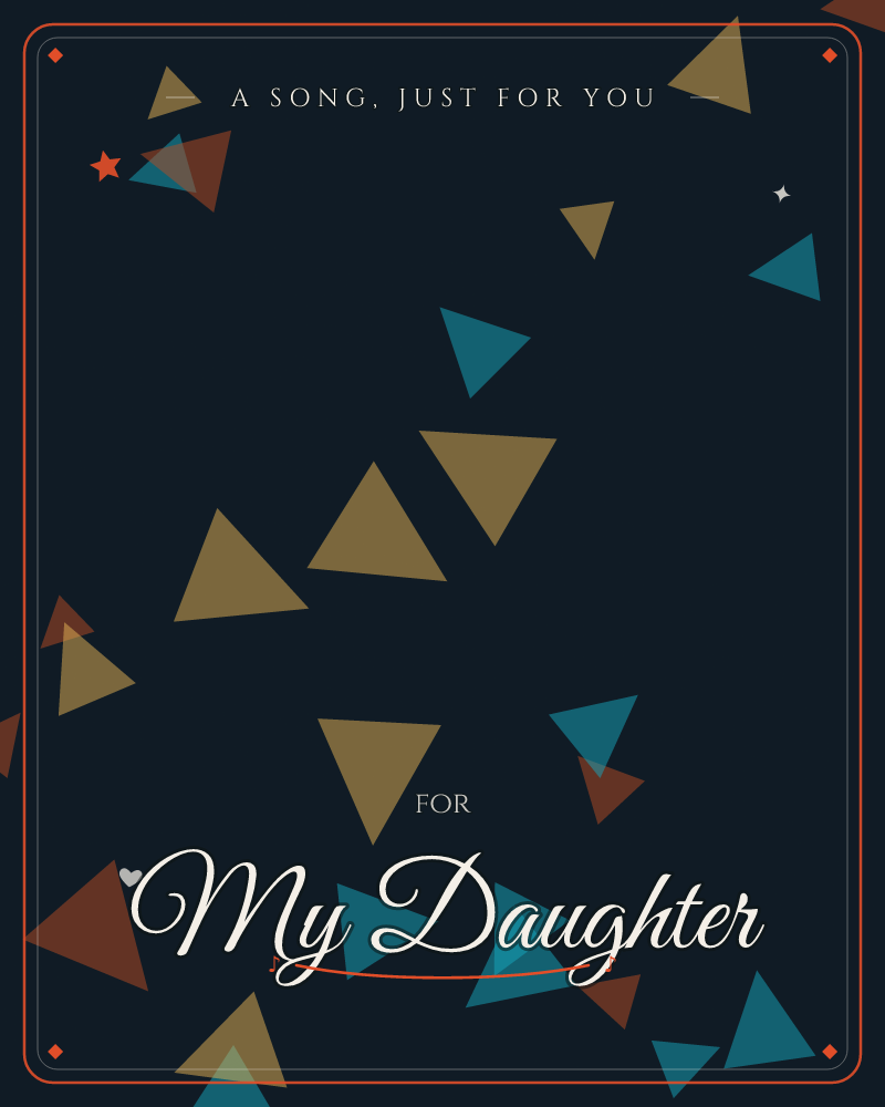 A deep midnight-navy background is scattered with small triangles in mustard gold, teal, and rust red, drifting upward like confetti caught mid-air, a any occasion e-card design by @DittyCityTeam
