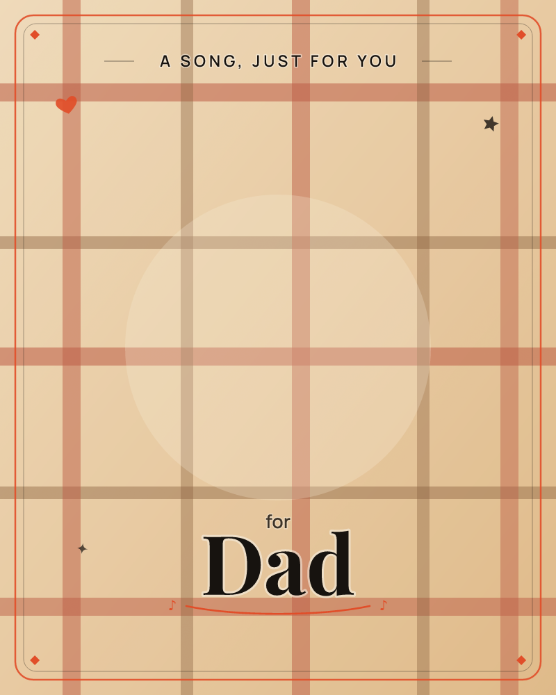 A simple tartan-style plaid fills the whole card in warm terracotta and taupe lines over a soft cream background, with a pale glowing circle sitting…, a any occasion e-card design by @DittyCityTeam
