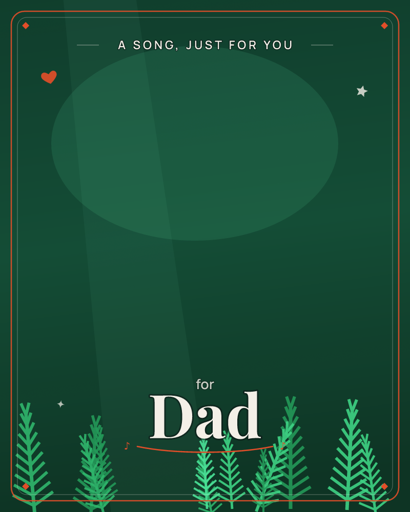 A deep forest-green backdrop glows with a soft oval spotlight of lighter green light, streaked by a pale diagonal beam as if moonlight is cutting…, a any occasion e-card design by @DittyCityTeam