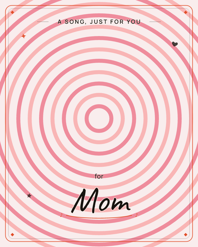 A hypnotic series of concentric rings ripples outward from a small bright centre, each band alternating between soft blush and deeper rose pink, a any occasion e-card design by @DittyCityTeam
