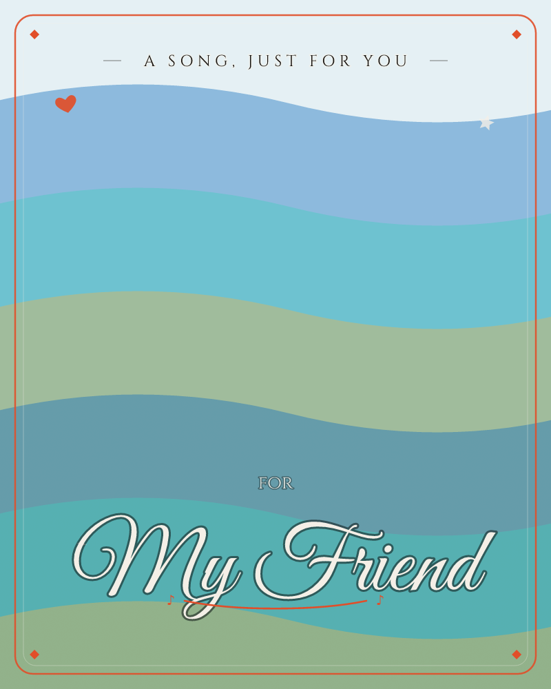 Smooth horizontal bands of colour ripple across the card like layered waves or rolling hills seen from a distance, a any occasion e-card design by @DittyCityTeam