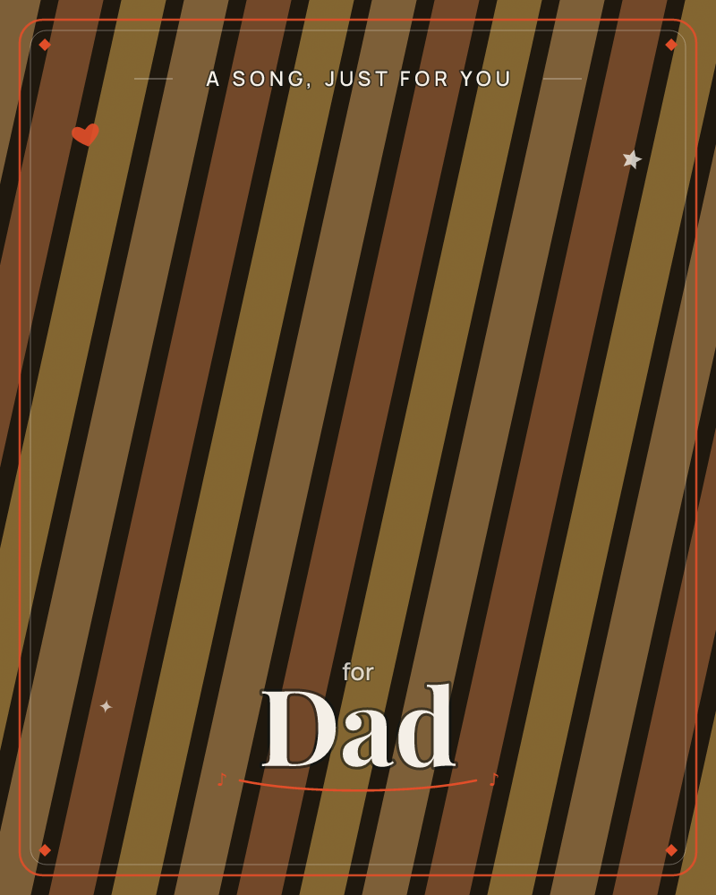 A field of diagonal stripes runs corner to corner in warm ochre, rust and olive tones, each band separated by a thin line of near-black, a any occasion e-card design by @DittyCityTeam