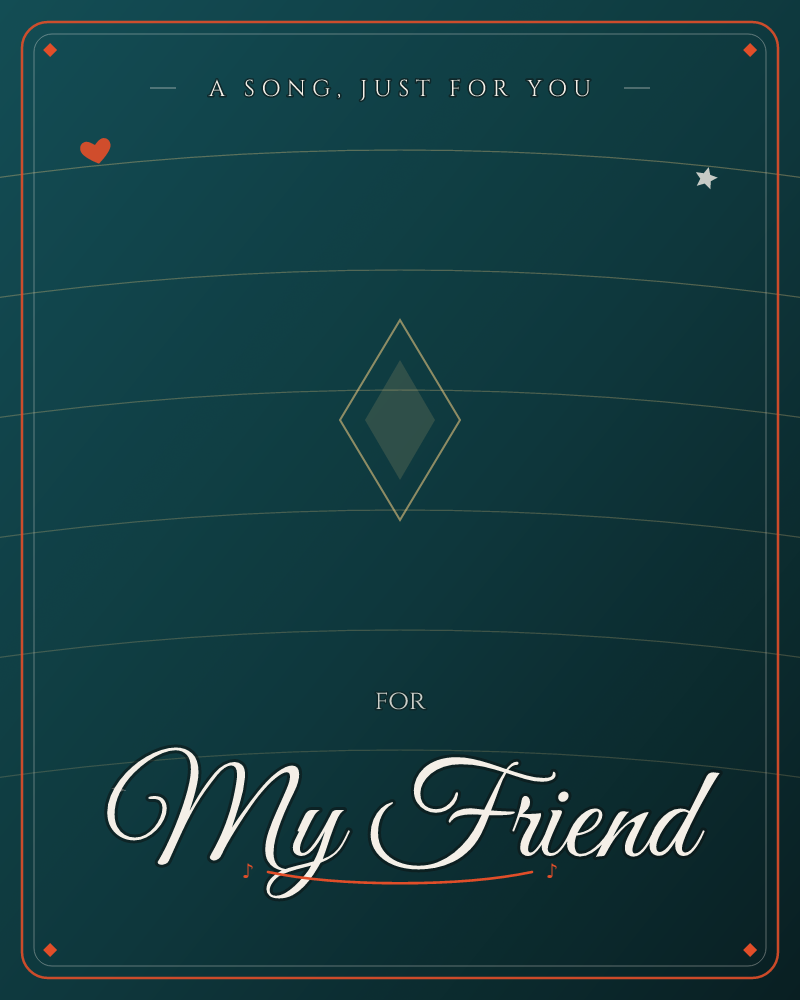 A minimalist card centered on a single gold-outlined diamond glowing softly against a deep teal background, a any occasion e-card design by @DittyCityTeam