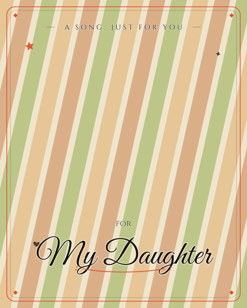A clean field of diagonal stripes runs corner to corner in soft sage green, warm terracotta, and creamy tan, with thin pale lines dividing each band, a any occasion e-card design by @DittyCityTeam