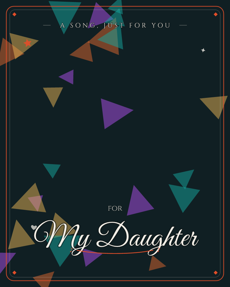 A dark teal-black background is scattered with small overlapping triangles in purple, teal, mustard gold, and burnt orange, drifting loosely from top…, a any occasion e-card design by @DittyCityTeam