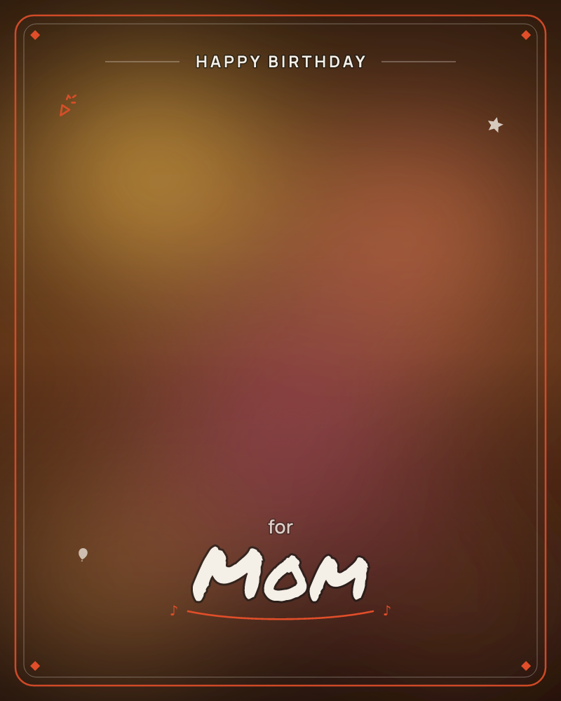 A softly blurred wash of warm colour glows like embers, with a golden light pooling in the upper left and deepening into rich amber and wine-red tones…, a birthday e-card design by @DittyCityTeam