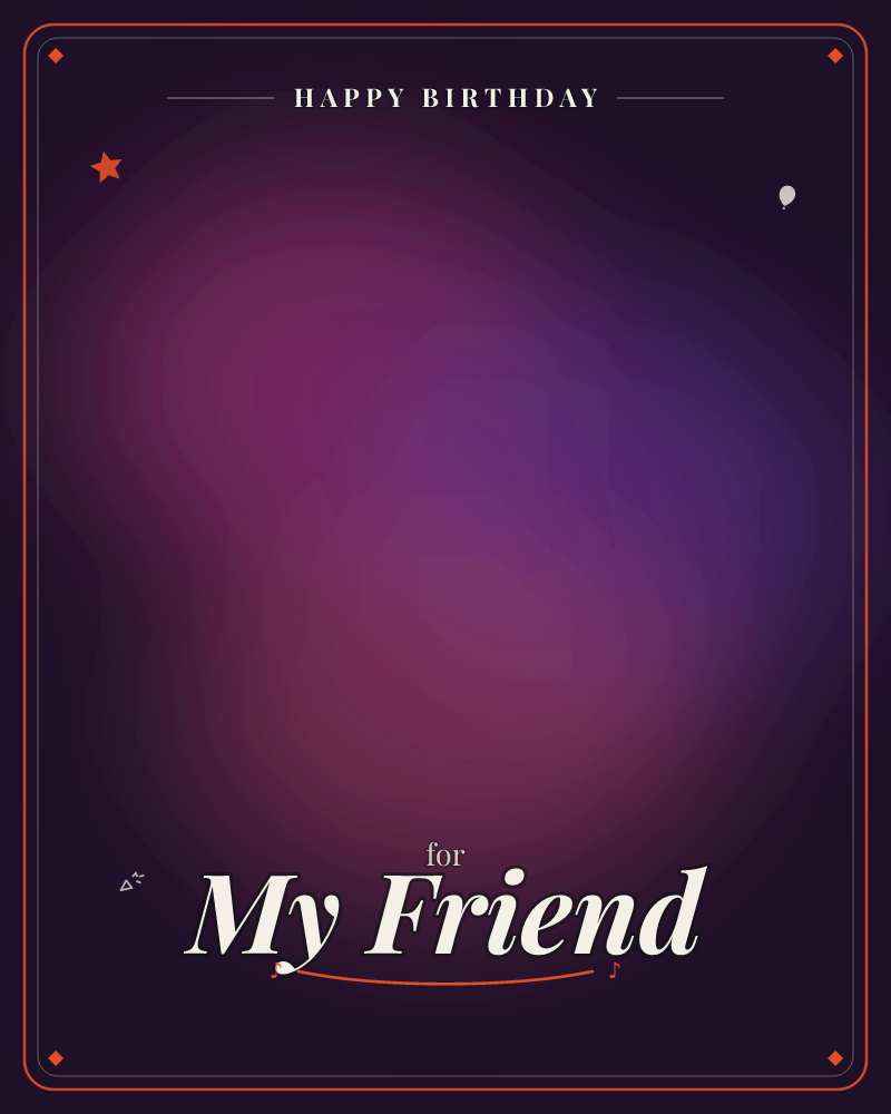 A soft cloud of magenta and indigo light glows against a near-black background, blurred at the edges like a nebula or a smudge of dusk sky, a birthday e-card design by @DittyCityTeam