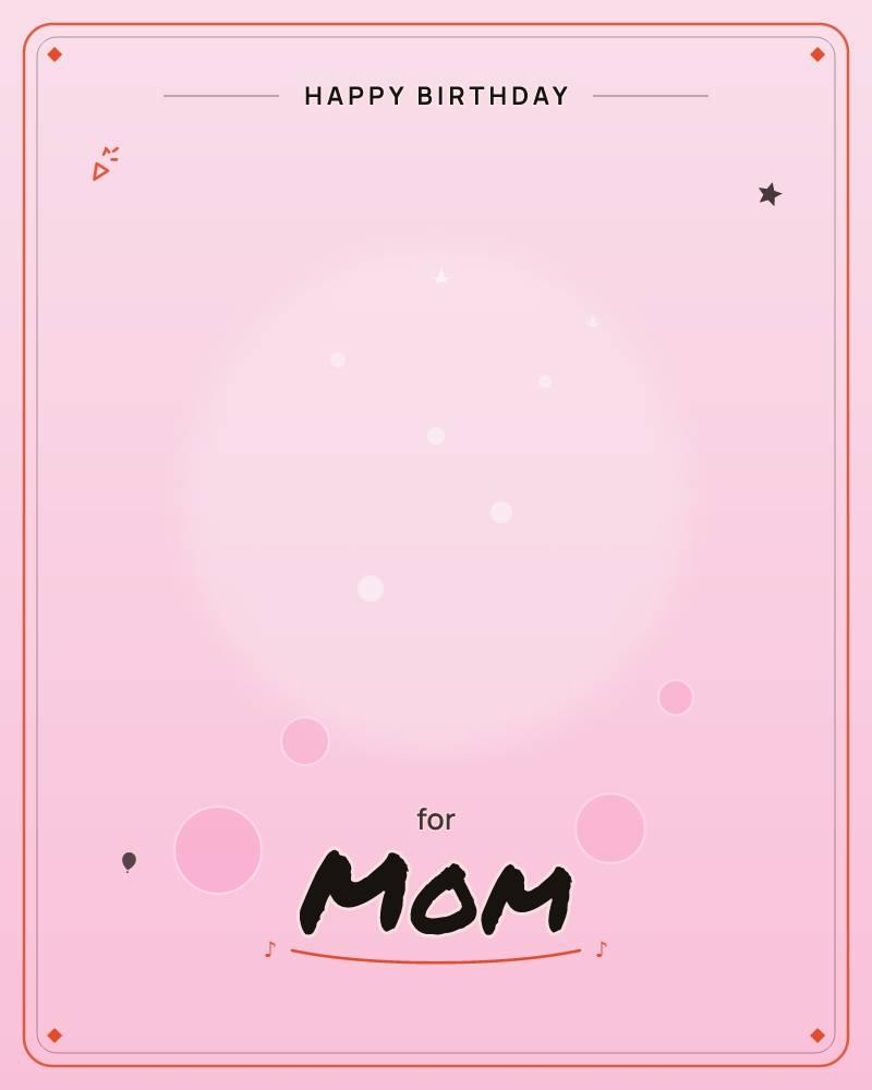 A soft pink gradient glows brightest at the centre, like a spotlight fading into a deeper mauve at the edges, a birthday e-card design by @DittyCityTeam