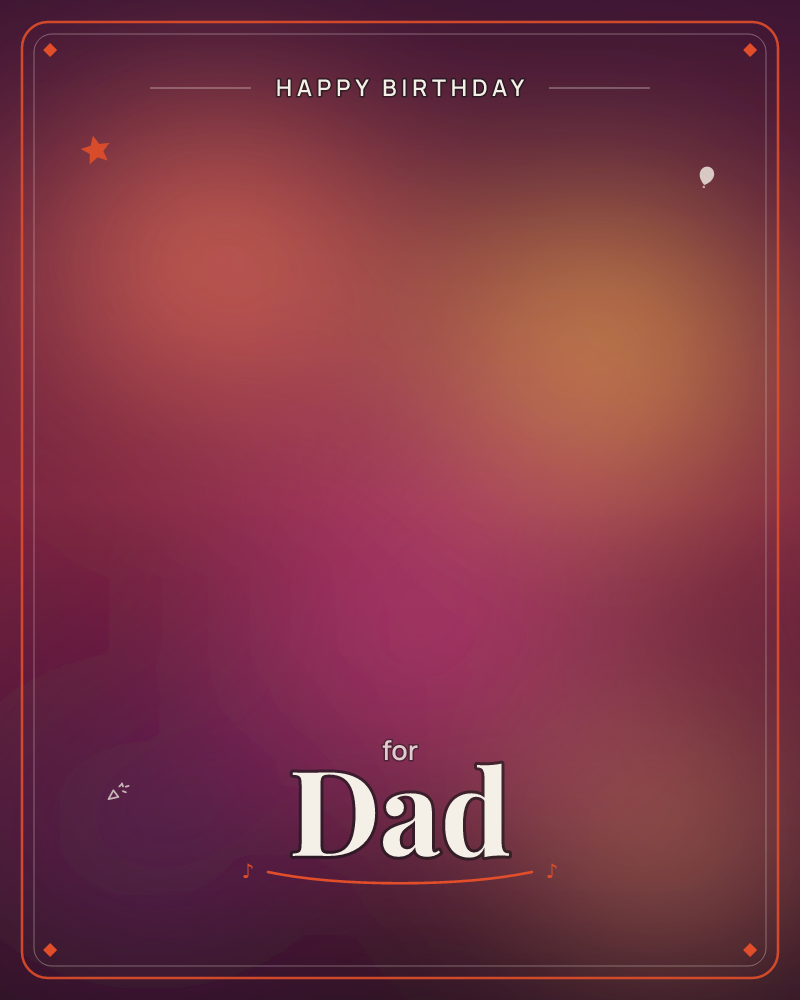 A soft abstract wash of colour glows like light through coloured glass, with two warm blurred spots of coral and amber floating above a deep magenta…, a birthday e-card design by @DittyCityTeam