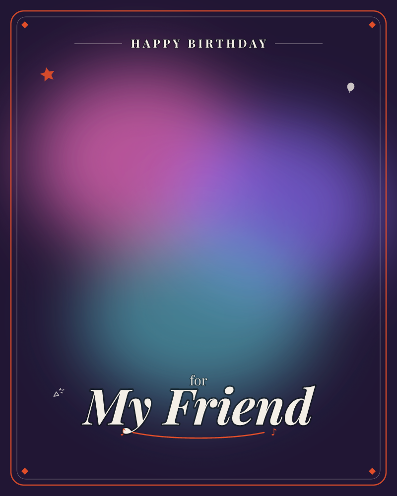 A soft cloud of colour glows against a near-black background, pink bleeding into violet and settling into teal at the base, like light caught inside…, a birthday e-card design by @DittyCityTeam