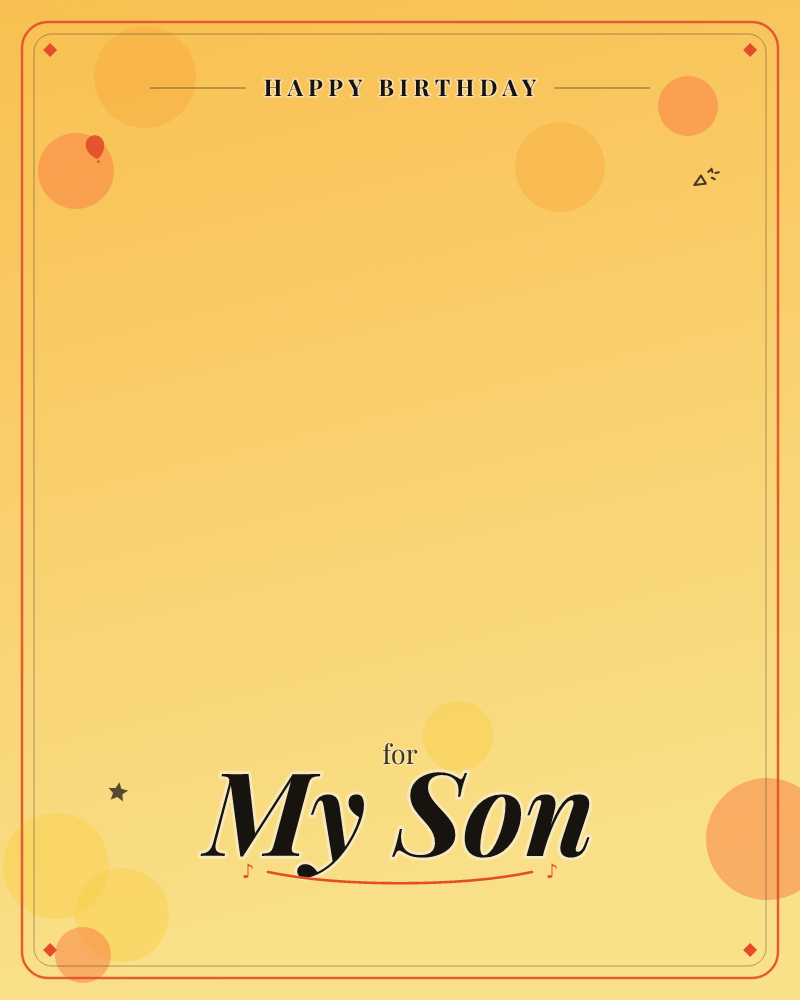 A warm golden-yellow backdrop glows like late afternoon sun, scattered with soft translucent circles in amber and burnt orange drifting across the surface, a birthday e-card design by @DittyCityTeam