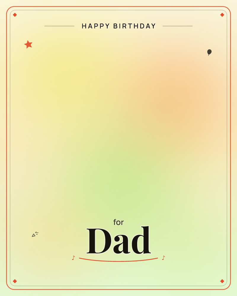 A soft field of blended colour washes across the page, with warm yellow and peach glowing at the center and cooler sage green settling toward the edges, a birthday e-card design by @DittyCityTeam