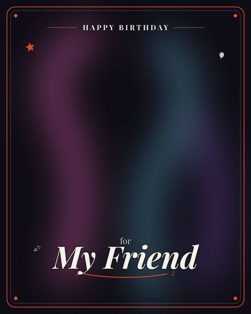 A dark, moody backdrop glows with two soft ribbons of light, one a deep magenta-pink, the other a cool teal-blue, curving upward like abstract flames or…, a birthday e-card design by @DittyCityTeam