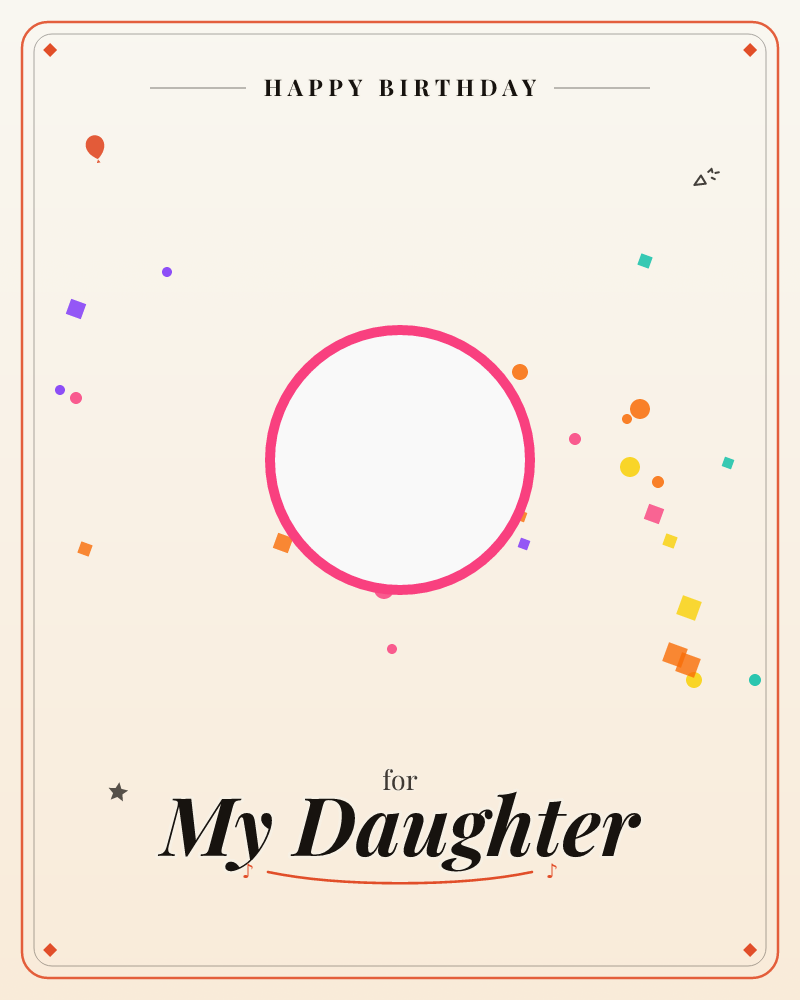 A large empty white circle glows at the center of a cream background, ringed in bright pink like a spotlight or a blank stamp waiting to be filled, a birthday e-card design by @DittyCityTeam