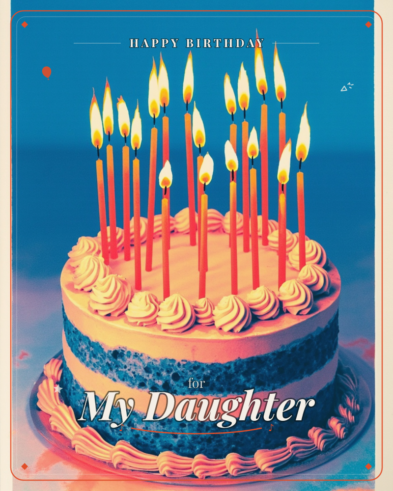 A layered cake with a deep blue-toned crumb sits on a plate against a saturated blue backdrop, its cream frosting piped into ruffled swags along the…, a birthday e-card design