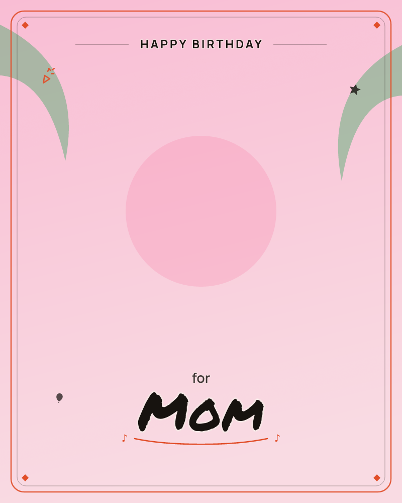 A soft pink gradient fills the card from deep mauve at the edges to a pale blush centre, with a single darker pink circle floating like a moon or sun, a birthday e-card design by @DittyCityTeam